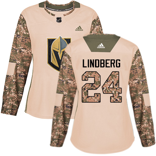 Adidas Golden Knights #24 Oscar Lindberg Camo Authentic Veterans Day Women's Stitched NHL Jersey